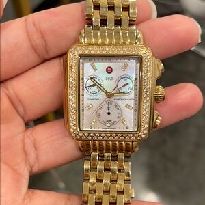 Michele Deco Diamond Chronograph Gold-Tone Watch